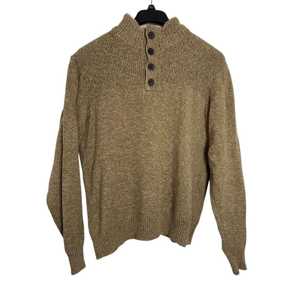 Mens Tricots St Raphael Tan Knit Sweater Button-Up Collar XL - Picture 1 of 13
